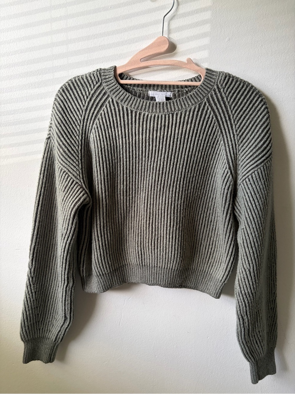 Full Tilt Ribbed Crewneck Sweater in Olive